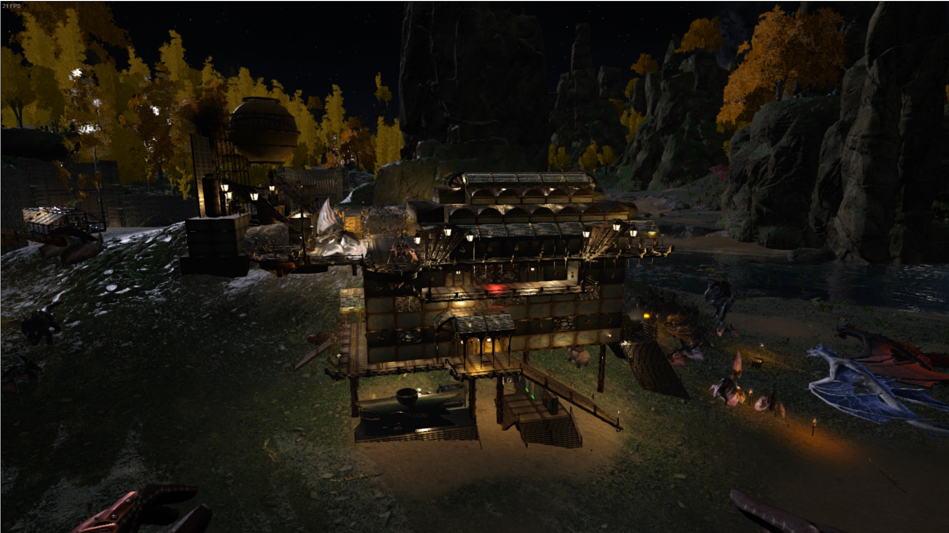 Unsere Steampunk Heimatbasis bei Nacht