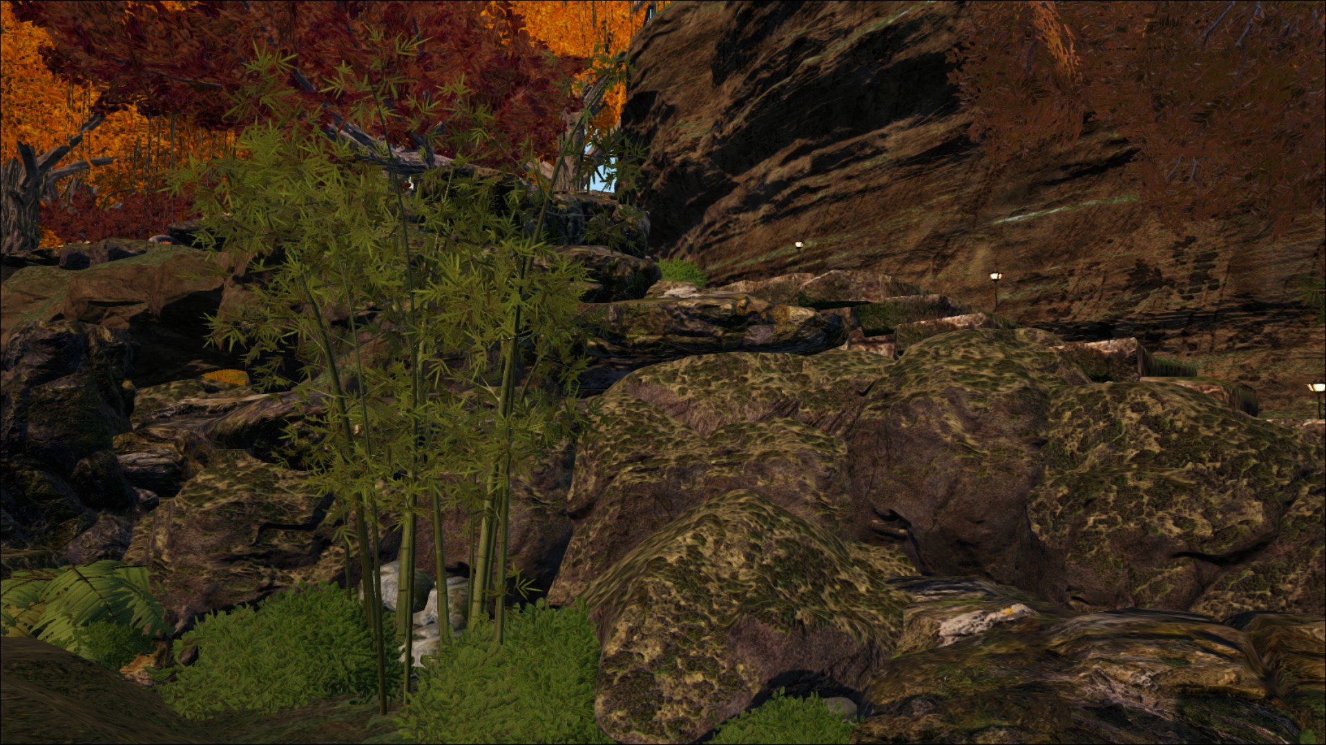 Ruine auf der Center Map etwas Hübscher gemacht mit Felsen und Bäumen/Büschen