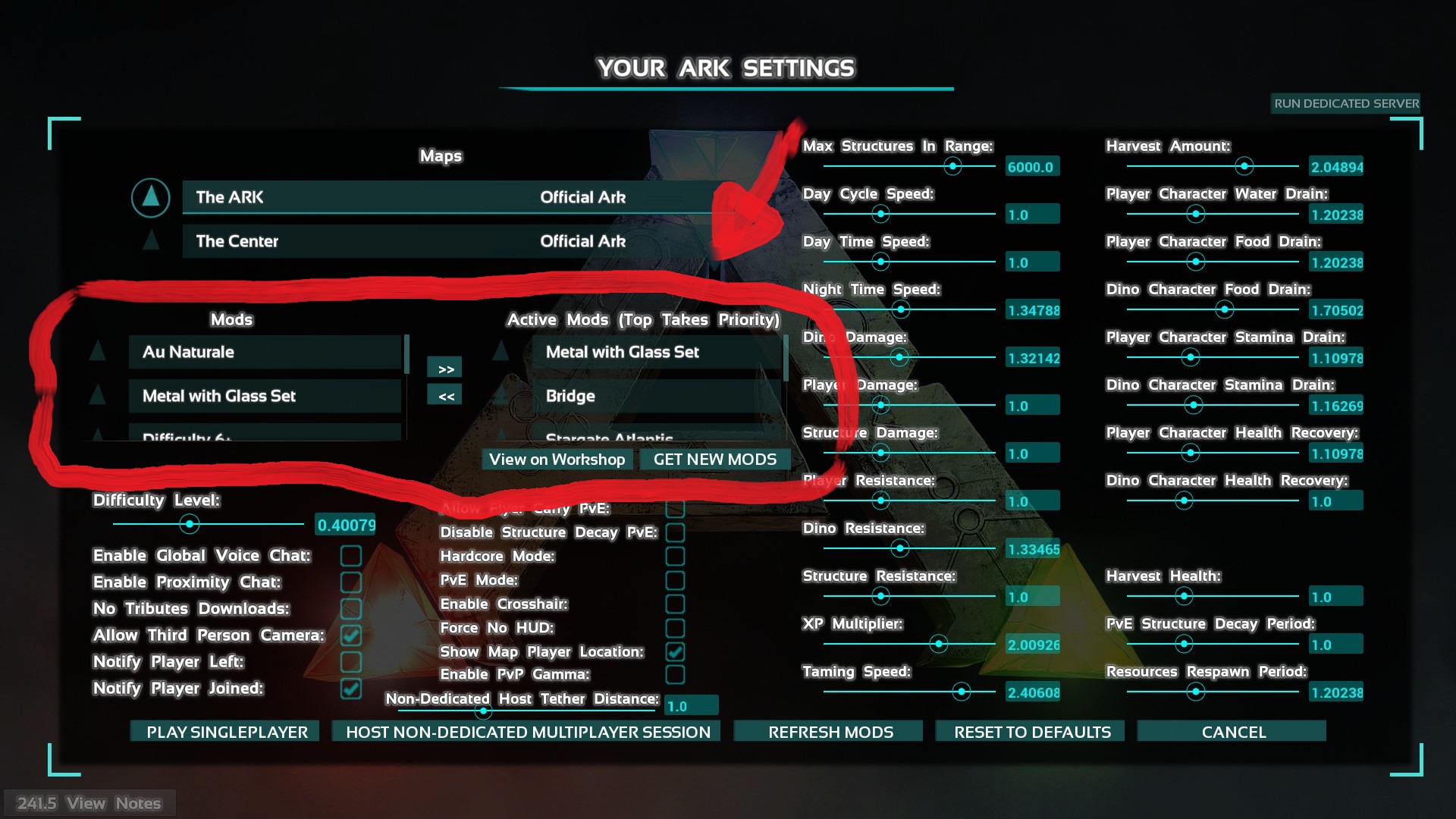 Settings Mod Aktivierung