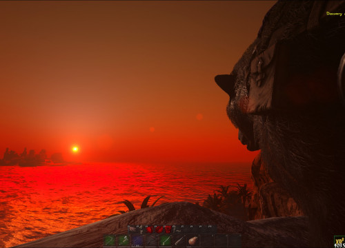 Sonnenuntergang über einer mystischen Insel