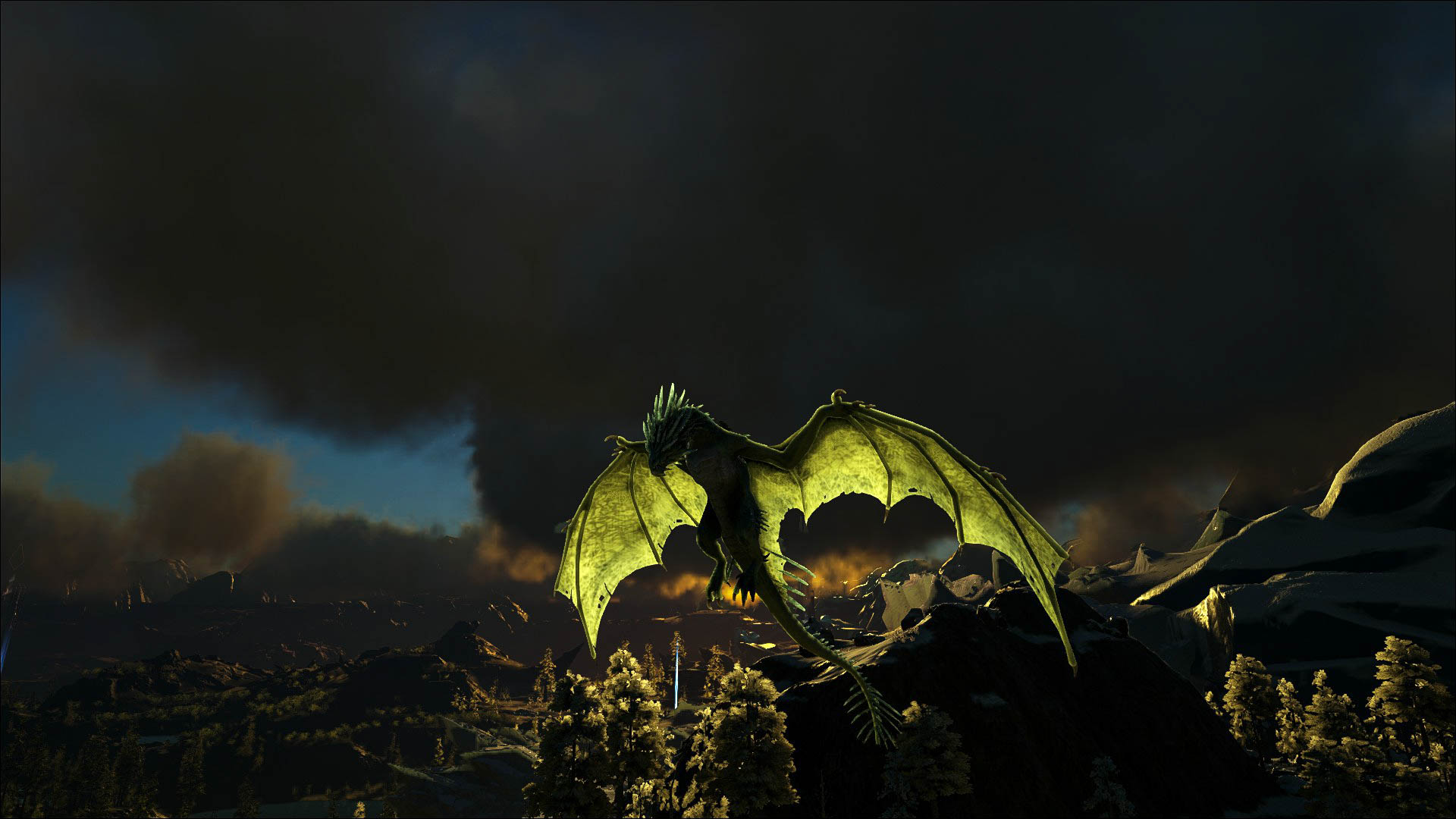 Ice Wyvern in the dark sky