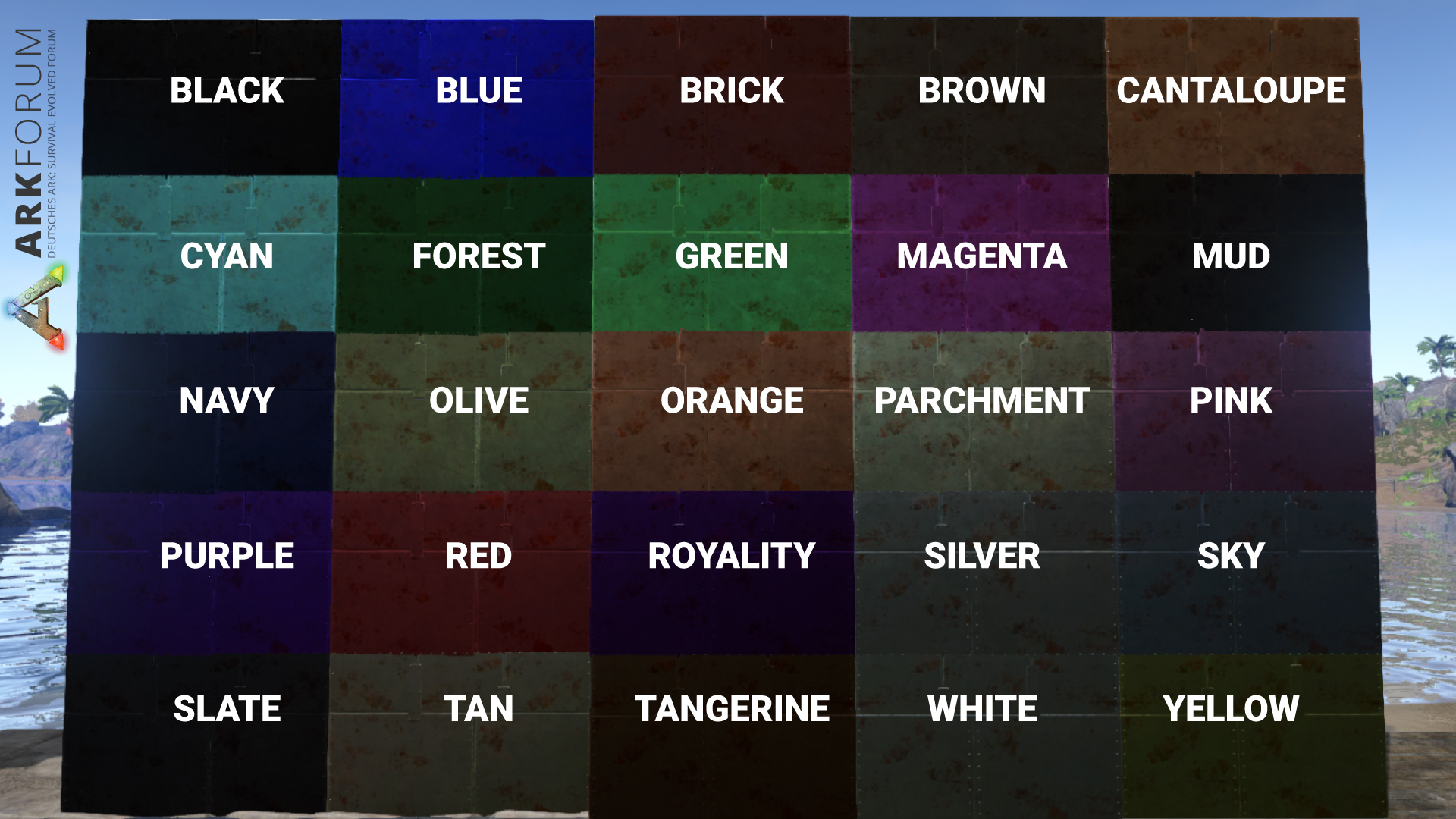Ark Colour Chart